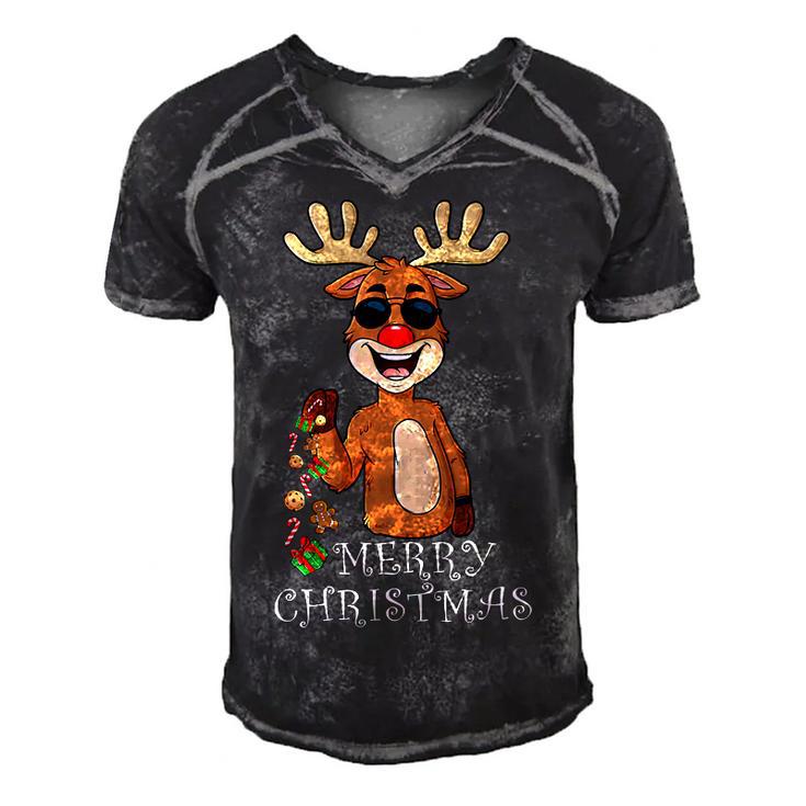 Merry Christmas Reindeer Funny Family 884 Shirt Men's Short Sleeve V-neck 3D Print Retro Tshirt