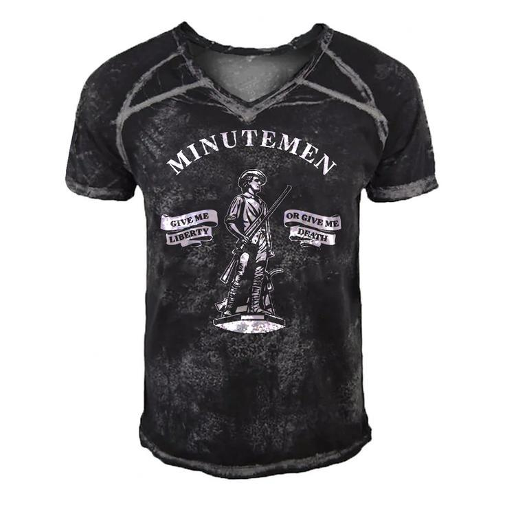 Minutemen Give Me Liberty Or Give Me Death Usa 1776 Gift Men's Short Sleeve V-neck 3D Print Retro Tshirt