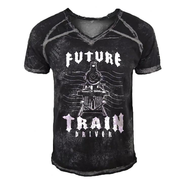 Model Steam Engine Collector Train Lover Future Train Driver  Men's Short Sleeve V-neck 3D Print Retro Tshirt