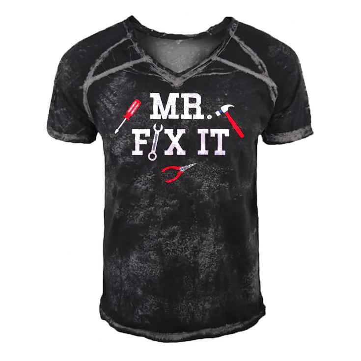 Mr Fix It Fathers Day Hand Tools Papa Daddy  Men's Short Sleeve V-neck 3D Print Retro Tshirt