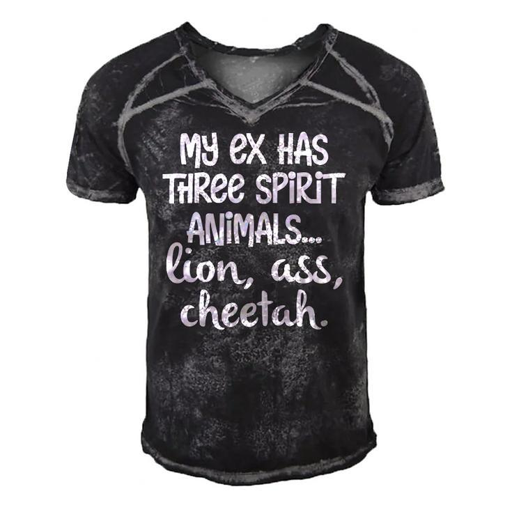 My Ex Has Three Spirit AnimalsLion Ass Cheetah Apparel Men's Short Sleeve V-neck 3D Print Retro Tshirt
