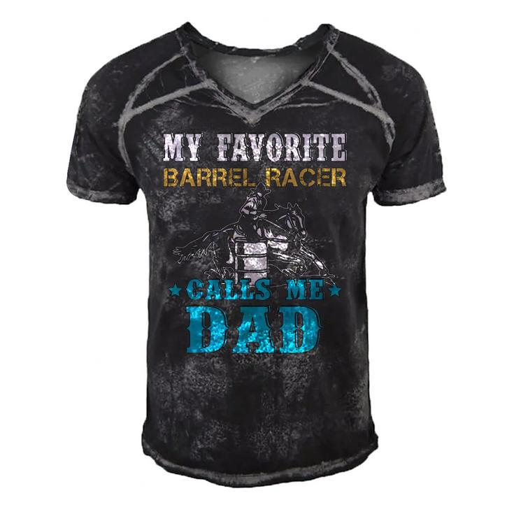My Favorite Barrel Racer Calls Me Dad Funny Fathers Day Men's Short Sleeve V-neck 3D Print Retro Tshirt
