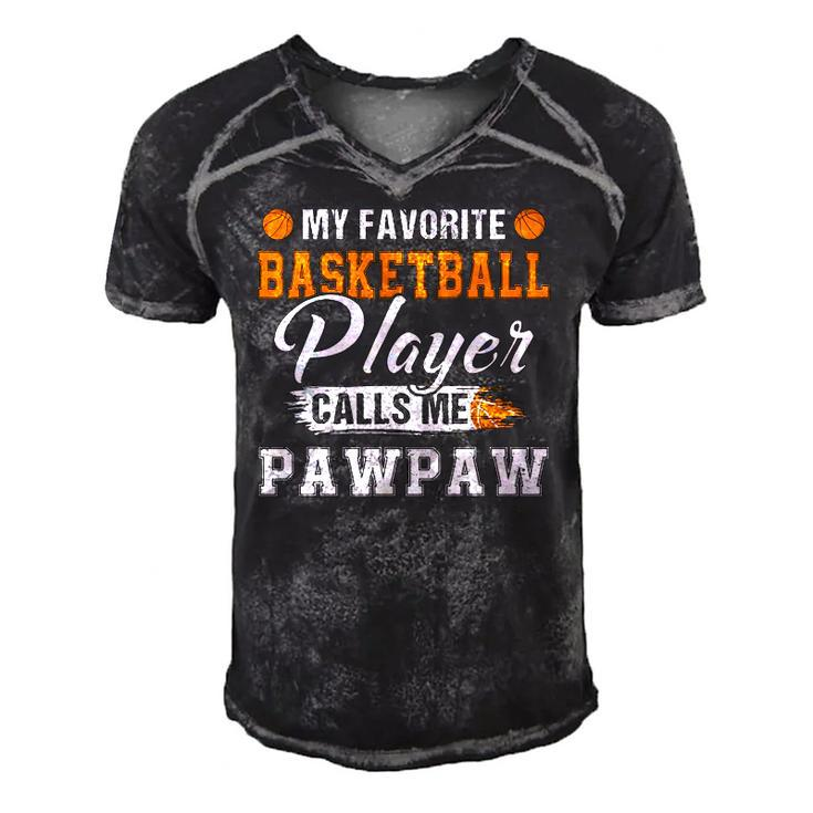 My Favorite Basketball Player Calls Me Pawpaw Fathers Day Men's Short Sleeve V-neck 3D Print Retro Tshirt