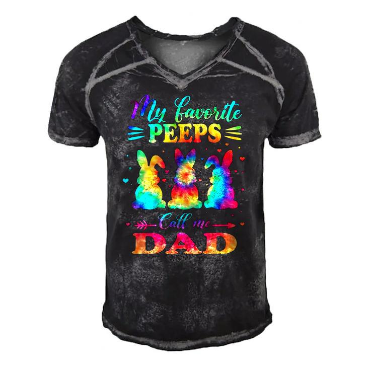 My Favorite Bunnies Call Me Dad Easter Tie Dye Father Gift Men's Short Sleeve V-neck 3D Print Retro Tshirt