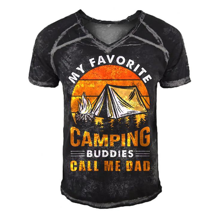 My Favorite Camping Buddies Call Me Dad Vintage Fathers Day  V3 Men's Short Sleeve V-neck 3D Print Retro Tshirt