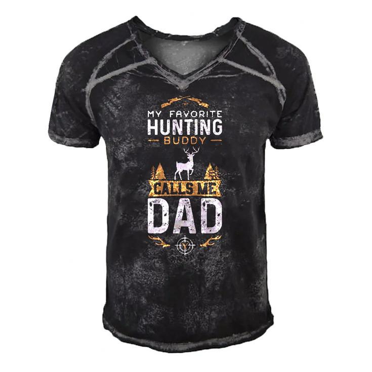My Favorite Hunting Buddy Calls Me Dad - Fathers Day Men's Short Sleeve V-neck 3D Print Retro Tshirt