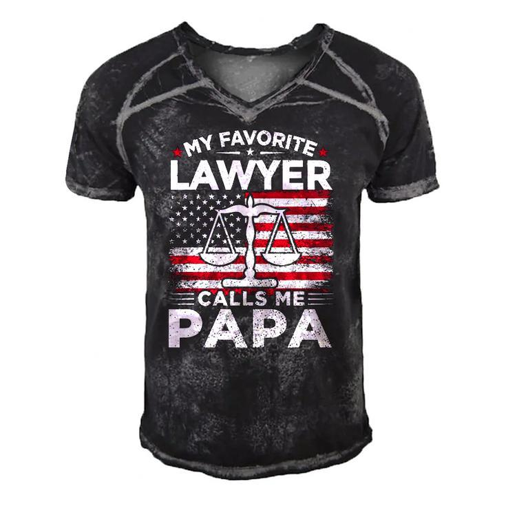 My Favorite Lawyer Calls Me Papa American Flag Papa Gift Men's Short Sleeve V-neck 3D Print Retro Tshirt