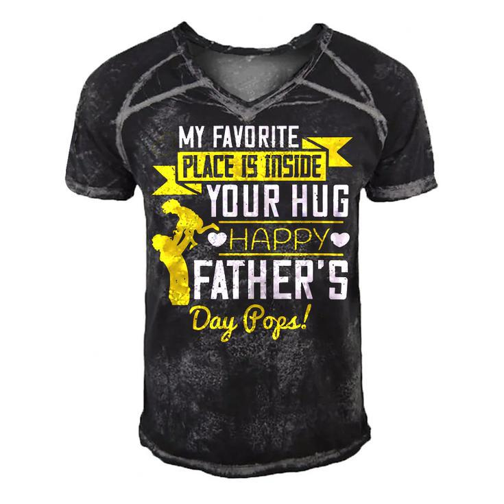 My Favorite Place Is Inside Your Hug Happy Father’S Day Pops Men's Short Sleeve V-neck 3D Print Retro Tshirt