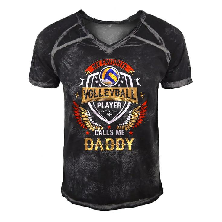 My Favorite Volleyball Player Calls Me Daddy Fathers Day Men's Short Sleeve V-neck 3D Print Retro Tshirt