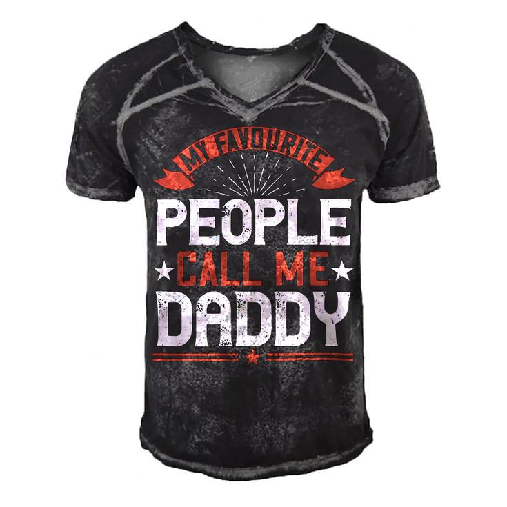My Favourite People  Call Me Daddy Men's Short Sleeve V-neck 3D Print Retro Tshirt