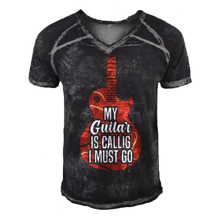 My Guitar Is Calling And I Must Go  525 Trending Shirt Men's Short Sleeve V-neck 3D Print Retro Tshirt