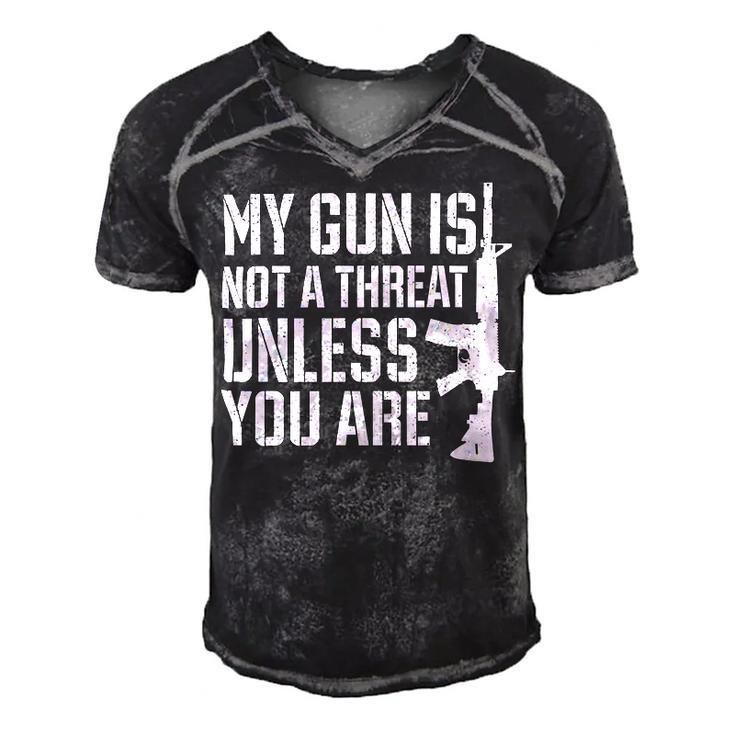 My Gun Is Not A Threat Unless You Are- Veteran Shirts T-Shirt Men's Short Sleeve V-neck 3D Print Retro Tshirt