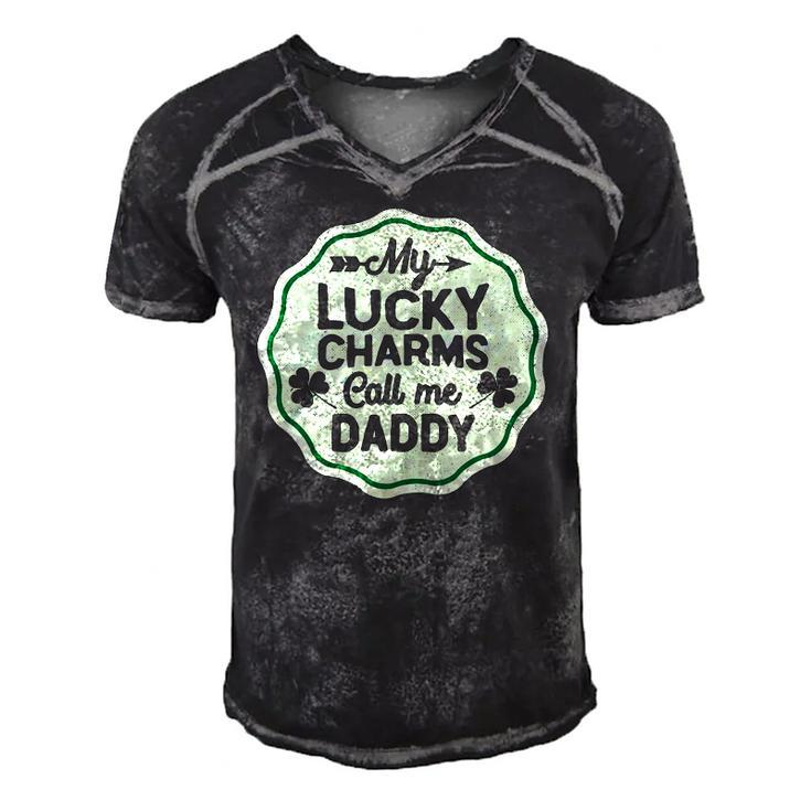 My Lucky Charms Call Me Daddy St Patricks Day Men's Short Sleeve V-neck 3D Print Retro Tshirt