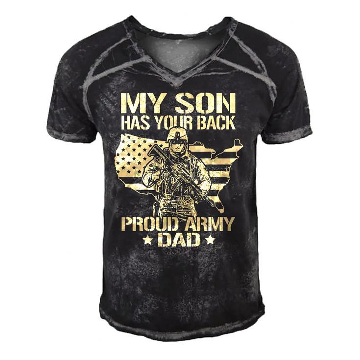 My Son Has Your Back - Proud Army Dad Father Gift Men's Short Sleeve V-neck 3D Print Retro Tshirt