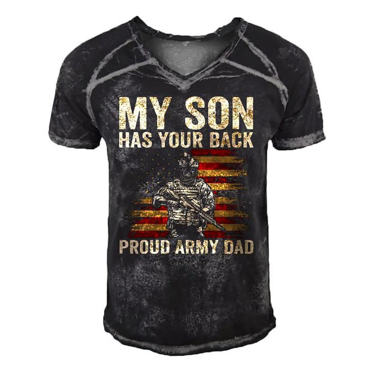 My Son Has Your Back Proud Army Dad Veteran Son Men's Short Sleeve V-neck 3D Print Retro Tshirt