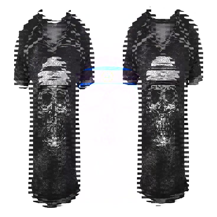 Nationality Country Origin Skull Flag Nicaragua Men's Short Sleeve V-neck 3D Print Retro Tshirt