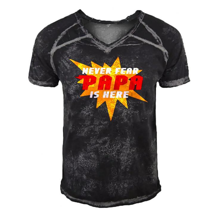 Never Fear Papa Is Here Super Grandpa Superhero Men's Short Sleeve V-neck 3D Print Retro Tshirt