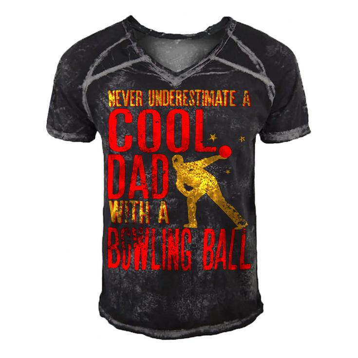 Never Underestimate A Cool Dad With A Ballfunny744 Bowling Bowler Men's Short Sleeve V-neck 3D Print Retro Tshirt