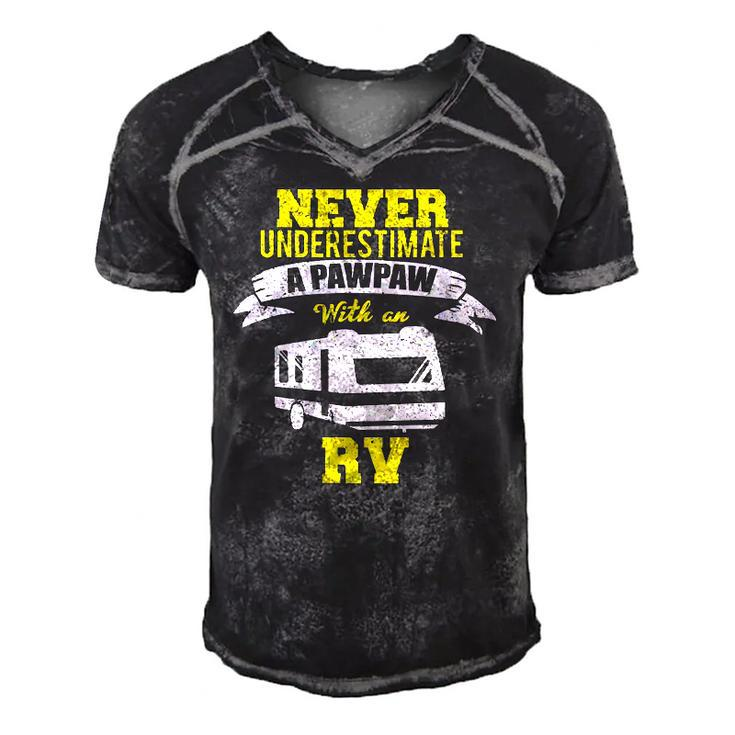 Never Underestimate A Pawpaw Rv Camping Distressed Men's Short Sleeve V-neck 3D Print Retro Tshirt