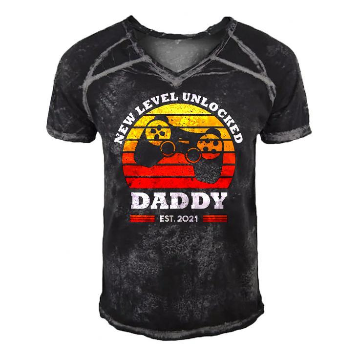 New Level Unlocked Daddy 2021 Up Gonna Be Dad Father Gamer Men's Short Sleeve V-neck 3D Print Retro Tshirt