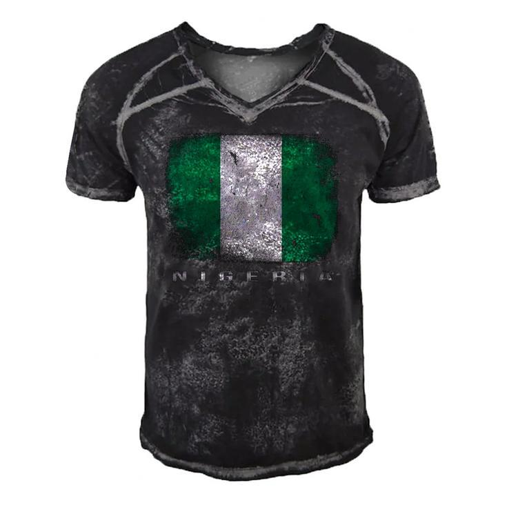 Nigeria Nigerian Flag Gift Souvenir Men's Short Sleeve V-neck 3D Print Retro Tshirt