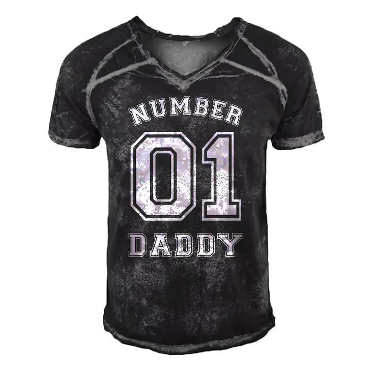 Number 1 Dad Jersey Style For Fathers Day Men's Short Sleeve V-neck 3D Print Retro Tshirt
