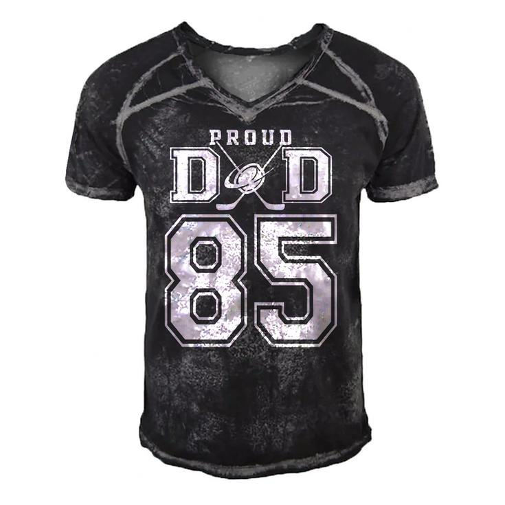 Number 85 Custom Proud Hockey Dad Personalized For Men Men's Short Sleeve V-neck 3D Print Retro Tshirt