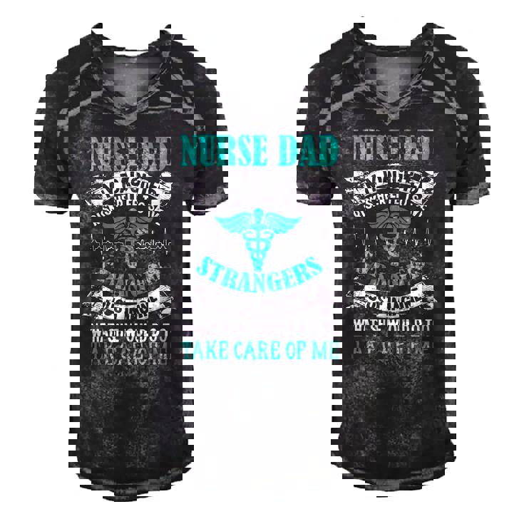 Nurse Dad My Daughter Risks Her Life Fathers Day Men's Short Sleeve V-neck 3D Print Retro Tshirt