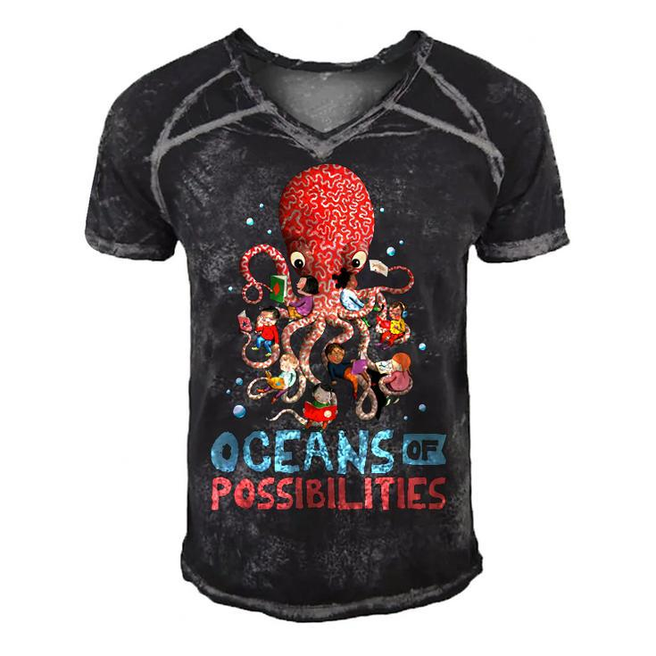 Oceans Of Possibilities Summer Reading 2022  Octopus  Men's Short Sleeve V-neck 3D Print Retro Tshirt
