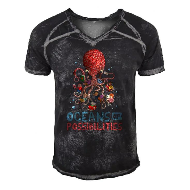 Oceans Of Possibilities Summer Reading 2022Octopus Men's Short Sleeve V-neck 3D Print Retro Tshirt