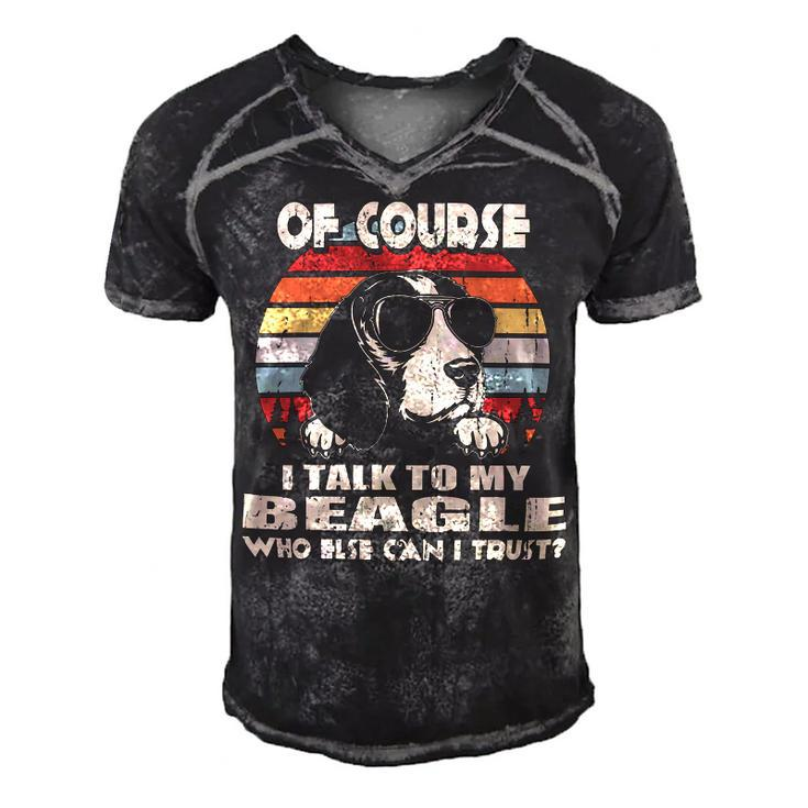 Of Course I Talk To My Beagle Funny Vintage 56 Beagle Dog Men's Short Sleeve V-neck 3D Print Retro Tshirt