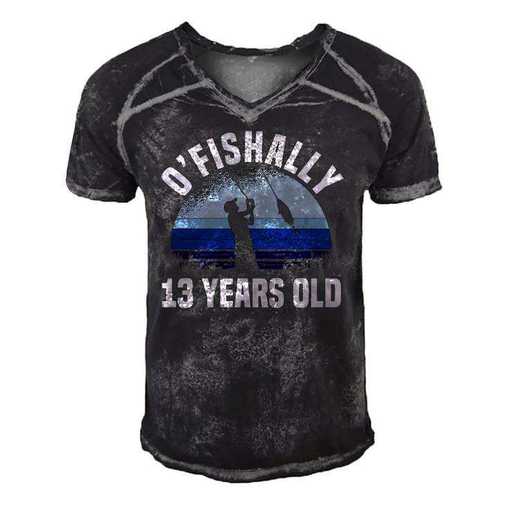 Ofishally 13 Years Old Fisherman 13Th Birthday Fishing Men's Short Sleeve V-neck 3D Print Retro Tshirt
