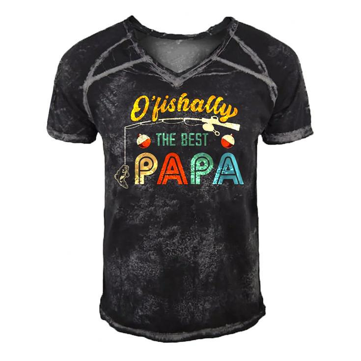 Ofishally The Best Papa Fisherman Cool Dad Fishing Gift Men's Short Sleeve V-neck 3D Print Retro Tshirt