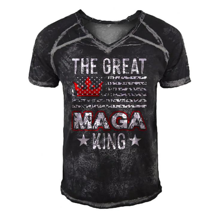 Old The Great Maga King Ultra Maga Retro Us Flag Men's Short Sleeve V-neck 3D Print Retro Tshirt