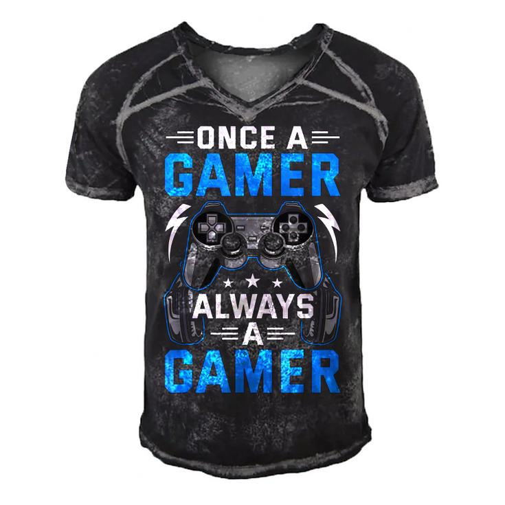 Once A Gamer Always A Gamer Video Gamer Gaming  Men's Short Sleeve V-neck 3D Print Retro Tshirt