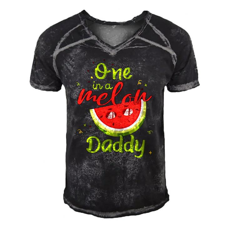One In A Melon Daddy Watermelon Funny Family Matching Men Men's Short Sleeve V-neck 3D Print Retro Tshirt