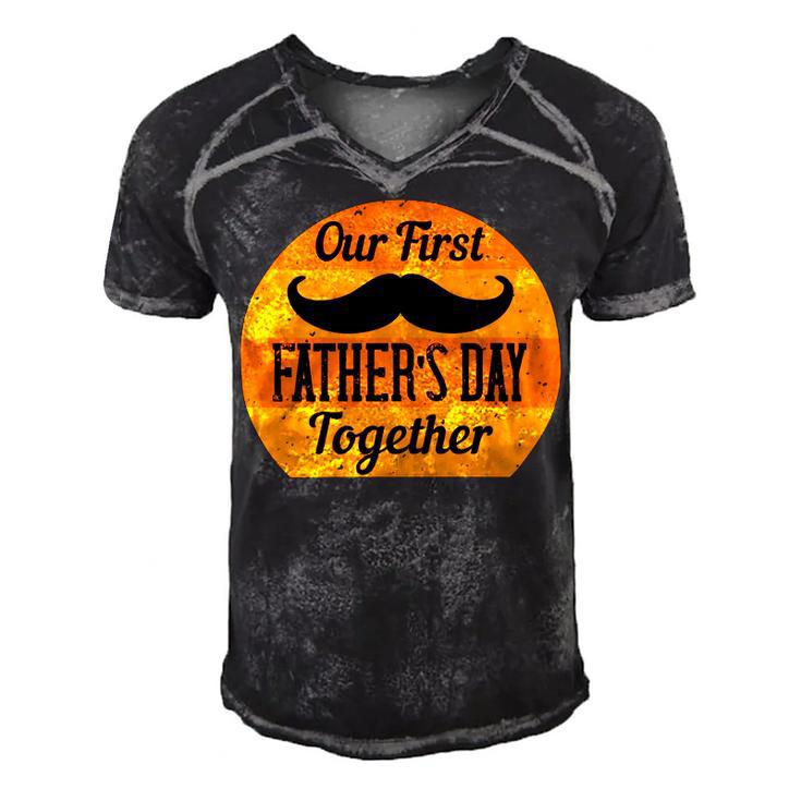 Our First Fathers Day Together Men's Short Sleeve V-neck 3D Print Retro Tshirt