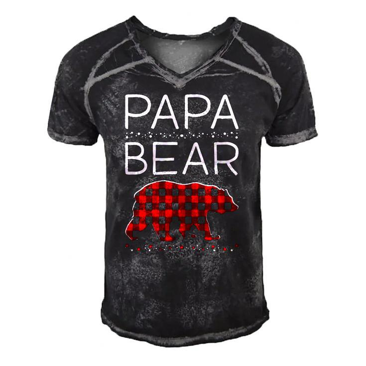 Papa Bear Christmas Pajamas Matching Family Plaid Men Men's Short Sleeve V-neck 3D Print Retro Tshirt
