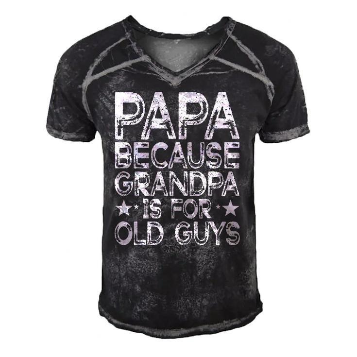 Papa Because Grandpa Is For Old Guys Funny Dad Fathers Day Men's Short Sleeve V-neck 3D Print Retro Tshirt
