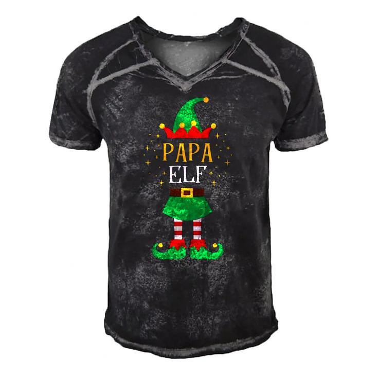 Papa Elf Funny Father Xmas Cute Matching Family Elfs Men's Short Sleeve V-neck 3D Print Retro Tshirt