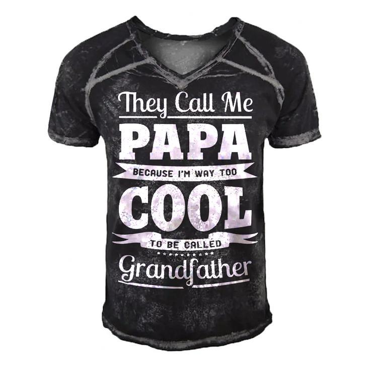 Papa Grandpa Gift   Im Called Papa Because Im Too Cool To Be Called Grandfather Men's Short Sleeve V-neck 3D Print Retro Tshirt