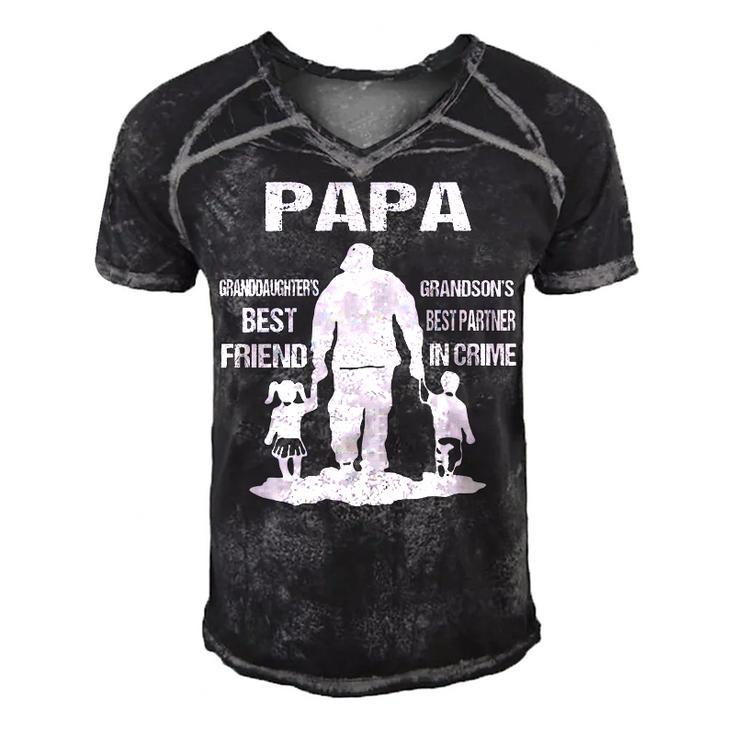 Papa Grandpa Gift   Papa Best Friend Best Partner In Crime Men's Short Sleeve V-neck 3D Print Retro Tshirt