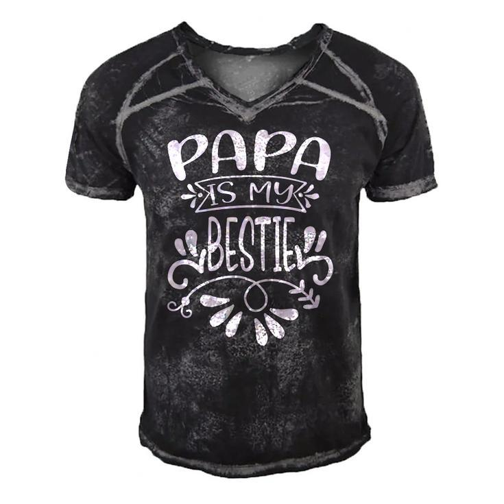 Papa Is My Bestie Fathers Day Men's Short Sleeve V-neck 3D Print Retro Tshirt