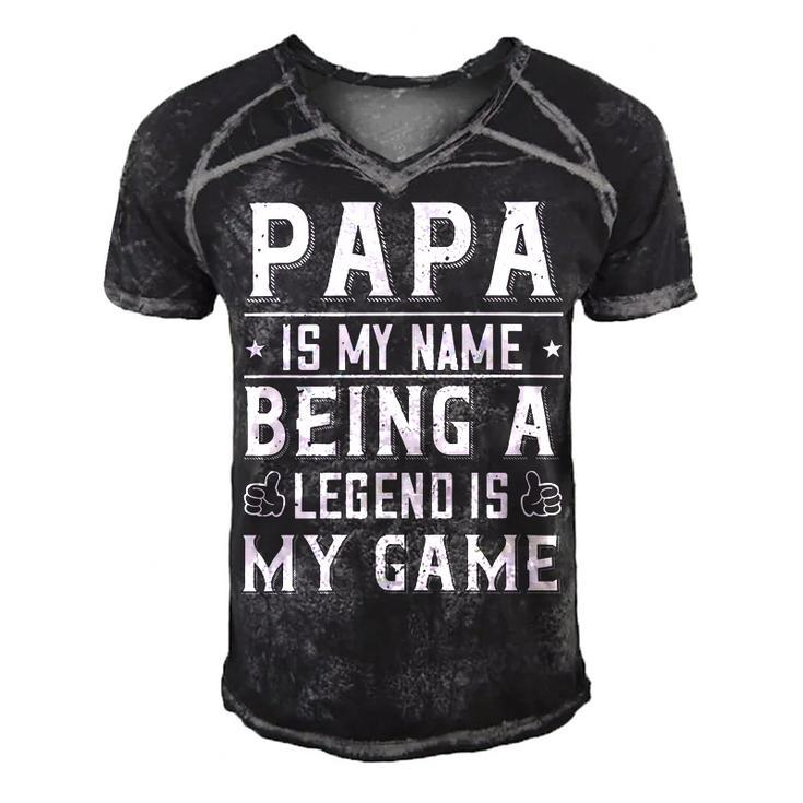 Papa Is My Name Being A Legend Is My Game Papa T-Shirt Fathers Day Gift Men's Short Sleeve V-neck 3D Print Retro Tshirt