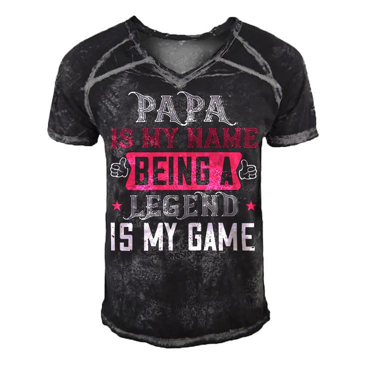 Papa Is My Name Being A Legeng Is My Game Papa T-Shirt Fathers Day Gift Men's Short Sleeve V-neck 3D Print Retro Tshirt