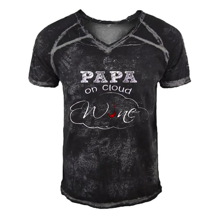 Papa On Cloud Wine New Dad 2018 And Baby Men's Short Sleeve V-neck 3D Print Retro Tshirt
