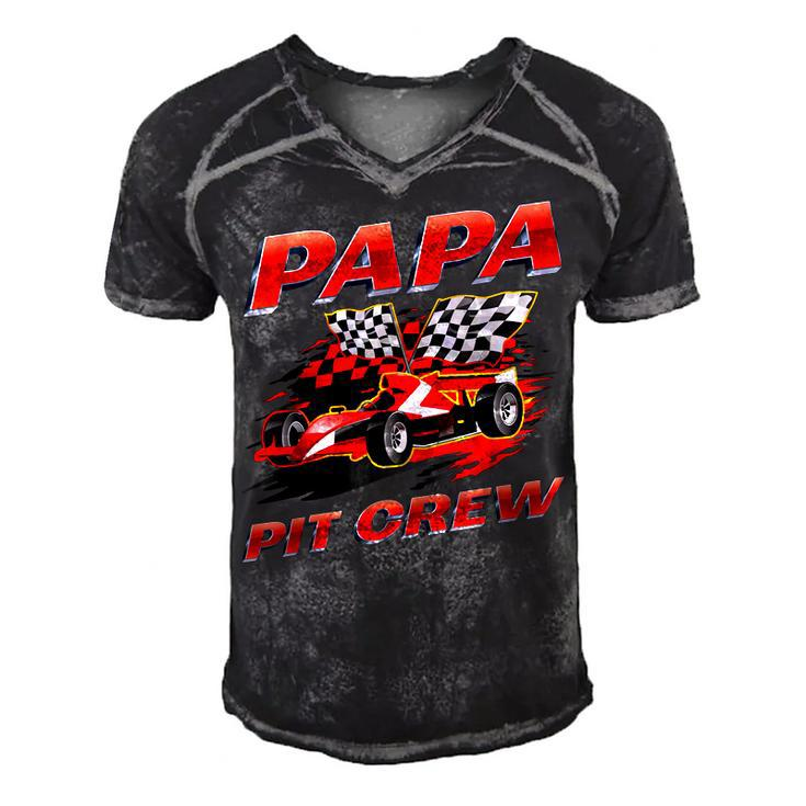 Papa Pit Crew Race Car Birthday Party Racing Family Men's Short Sleeve V-neck 3D Print Retro Tshirt