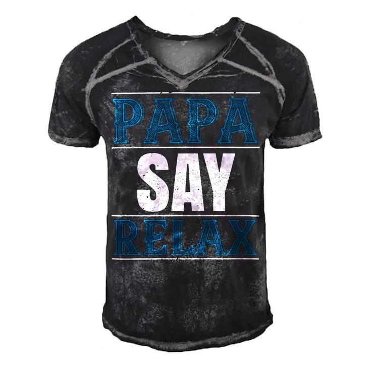 Papa Say Lelax Papa T-Shirt Fathers Day Gift Men's Short Sleeve V-neck 3D Print Retro Tshirt