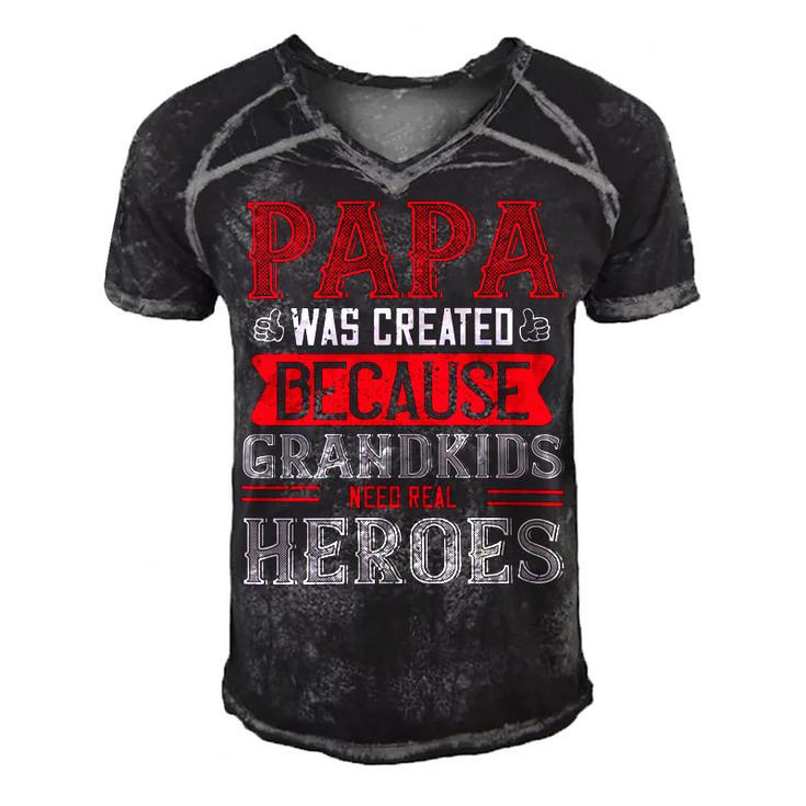 Papa Was Created Because Grandkids Need Real Papa T-Shirt Fathers Day Gift Men's Short Sleeve V-neck 3D Print Retro Tshirt