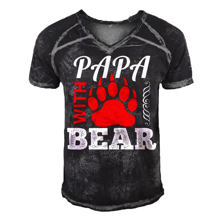 Papa With Bear Fathers Day T-Shirt Men's Short Sleeve V-neck 3D Print Retro Tshirt